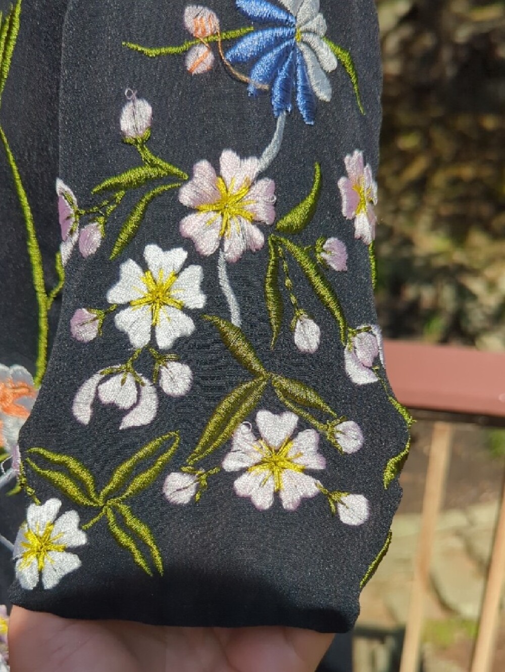 ASOS Black Midi Dress with Multicolor Floral & Bird Embroidery - Picture 13 of 17
